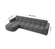 Rudo Modern Sofa, Tufted Design Upholstered 6 Seater LHS L - Shape Sofa Set for Living Room, (Black Colour) Premium Velvet Fabric Sofa
