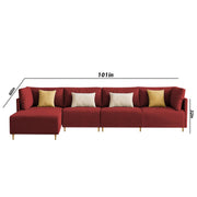 Salina LHS 6 Seater L Shape Sofa Set for Living Room (Black) Premium Fabric Sofa