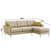 Lizel RHS 4 Seater L Shape Sofa Set with Center Table for Living Room (Cream Fabric) Premium Velvet Fabric Sofa