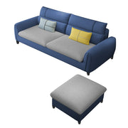 Francis 3 Seater Sofa with Ottoman Set for Living Room (Grey Blue Fabric)