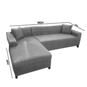 Atlanci 6 Seater L Shape Sofa Set for Living Room (Grey Fabric) Left Side