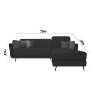 Arlond RHS 4 Seater L Shape Sofa Set for Living Room (Black Fabric) Premium Fabric Sofa