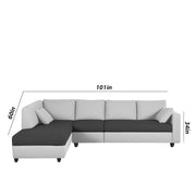 Dorian LHS 6 Seater L Shape Sofa Set for Living Room (Black Grey Fabric) Premium Fabric Sofa
