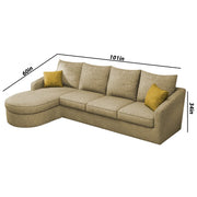 Shrank Round Lounger L Shape 6 Seater Sofa Set for Living Room (Cream) Fabric Sofa | LHS