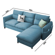 Andon 4 Seater L Shape Sofa Set for Living Room (Light Blue Fabric) Right Side Sofa