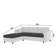 Blustin LHS 4 Seater L Shape Sofa Set for Living Room (Black Grey Fabric) Premium Fabric Sofa