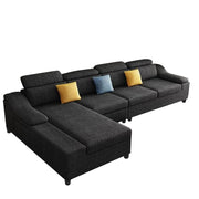 Jayden 4 Seater L Shape Sofa Set for Living Room (Black Fabric) Left Side