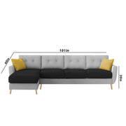 Lizel LHS 6 Seater L Shape Sofa Set with Center Table for Living Room (Black Grey Fabric) Premium Velvet Fabric Sofa