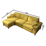 Martin 4 Seater LHS L Shape Sofa Set for Living Room (Yellow Colour Fabric)