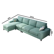 Hudson 5 Seater L Shape Sofa Set for Living Room (Light Grey Fabric) Left Side