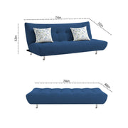 Drantly 3 Seater Sofa Cum Bed for Living Room (Blue Fabric Color) Premium Suede Velvet Fabric Sofa Cum Bed for Living Room