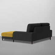 Latieo RHS 2 Seater Lounger L Shape Sofa Set for Living Room (Black Yellow) Premium Fabric Sofa