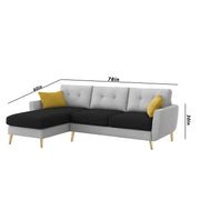Lizel LHS 4 Seater L Shape Sofa Set for Living Room (Black Grey Fabric) Premium Velvet Fabric Sofa