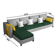 Asser LHS 6 Seater L Shape Sofa Set for Living Room (Green Grey) Premium Fabric Sofa