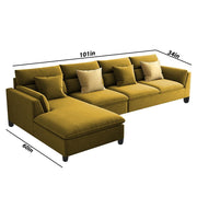 Delton LHS 6 Seater L Shape Sofa Set for Living Room (Yellow) Premium Fabric
