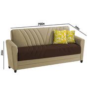 Francis 3 Seater Sofa Set for Living Room (Cream Brown) Fabric