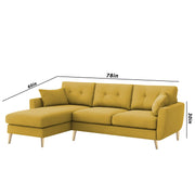 Lizel LHS 4 Seater L Shape Sofa Set for Living Room (Yellow Fabric) Premium Velvet Fabric Sofa