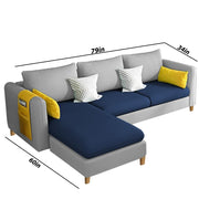 Asser LHS 4 Seater L Shape Sofa Set for Living Room (Blue Grey) Premium Fabric Sofa