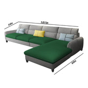 Francis 6 Seater Sofa Set for Living Room (Green Grey Fabric) Right Side Sofa