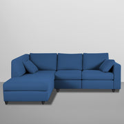 Dorian LHS 4 Seater L Shape Sofa Set for Living Room (Blue Fabric) Premium Fabric Sofa