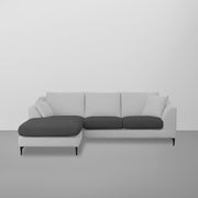 Cortina LHS 4 Seater L Shape Sofa Set for Living Room (Black Grey Fabric) Premium Fabric Sofa