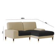 Latieo RHS 2 Seater Lounger L Shape Sofa Set for Living Room (Cream Black) Premium Fabric Sofa