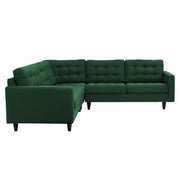 Adonway 6 Seater L Shape Sofa Set with Center Table for Living Room (Green Fabric) Premium Fabric Sofa