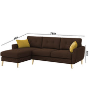 Lizel LHS 4 Seater L Shape Sofa Set with Center Table for Living Room (Brown Fabric) Premium Velvet Fabric Sofa