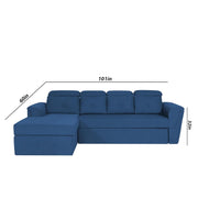 Elvi LHS 6 Seater L Shape Sofa Set for Living Room (Blue Fabric) Premium Fabric Sofa