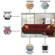 Antonio LHS 6 Seater L Shape Sofa Set for Living Room (Maroon Premium Fabric)