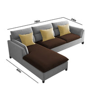 Delton LHS 4 Seater L Shape Sofa Set for Living Room (Brown Grey) Premium Fabric