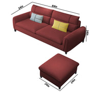 Francis 3 Seater Sofa with Ottoman Set for Living Room (Maroon Fabric)