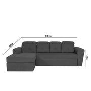Elvi LHS 6 Seater L Shape Sofa Set for Living Room (Black Fabric) Premium Fabric Sofa