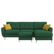 Lizel RHS 4 Seater L Shape Sofa Set with Center Table for Living Room (Green Fabric) Premium Velvet Fabric Sofa