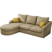 Shrank Round Lounger L Shape 4 Seater Sofa Set for Living Room (Cream) Fabric Sofa | LHS