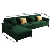 Delton LHS 6 Seater L Shape Sofa Set for Living Room (Green) Premium Fabric