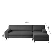 Casaliving Amelia RHS 6 Seater L Shape Sofa Set for Living Room (Black Fabric) Premium Fabric Sofa
