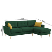 Lizel RHS 4 Seater L Shape Sofa Set with Center Table for Living Room (Green Fabric) Premium Velvet Fabric Sofa