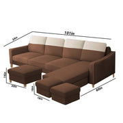 Alyona RHS 8 Seater L Shape Sofa Set for Living Room with Puffy (Grey Fabric)