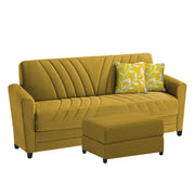 Francis 3 Seater Sofa Set with Ottoman for Living Room (Yellow) Fabric