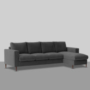 Charmi RHS 6 Seater L Shape Sofa Set for Living Room (Black Fabric) Premium Fabric Sofa