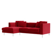 Vesco LHS 4 Seater L Shape Sofa Set for Living Room (Maroon) Premium Fabric Sofa