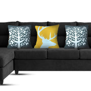 Hazer 6 Seater L Shape Sofa Set for Living Room (Black Fabric) Left Side