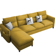 Andon 6 Seater L Shape Sofa Set for Living Room (Yellow Fabric) Left Side Sofa