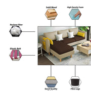 Asser RHS 4 Seater L Shape Sofa Set for Living Room (Cream Brown) Premium Fabric Sofa