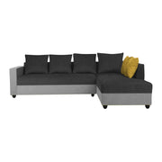 Rio 6 Seater L Shape Sofa for Living Room | Color - Black Grey Fabric| Right Side Sofa