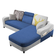Amanda RHS 4 Seater L Shape,Sofa Set for Living Room (Blue Grey Fabric)