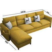 Andon 6 Seater L Shape Sofa Set for Living Room (Yellow Fabric) Left Side Sofa