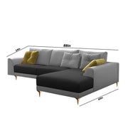 Viva RHS 6 Seater L Shape Sofa Set for Living Room (Black Grey) Premium Fabric Sofa