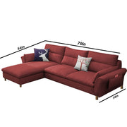 Hudson 4 Seater L Shape Sofa Set for Living Room (Maroon Fabric) Right Side
